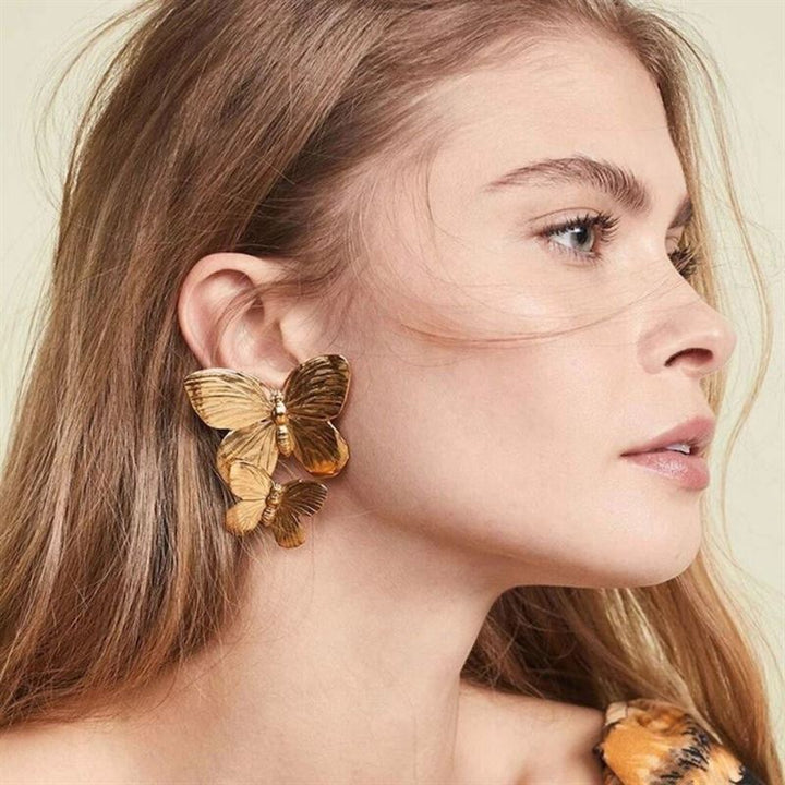 Chris Rubin - Butterflies Butterfly Earrings - Gold - | Fashiongirl