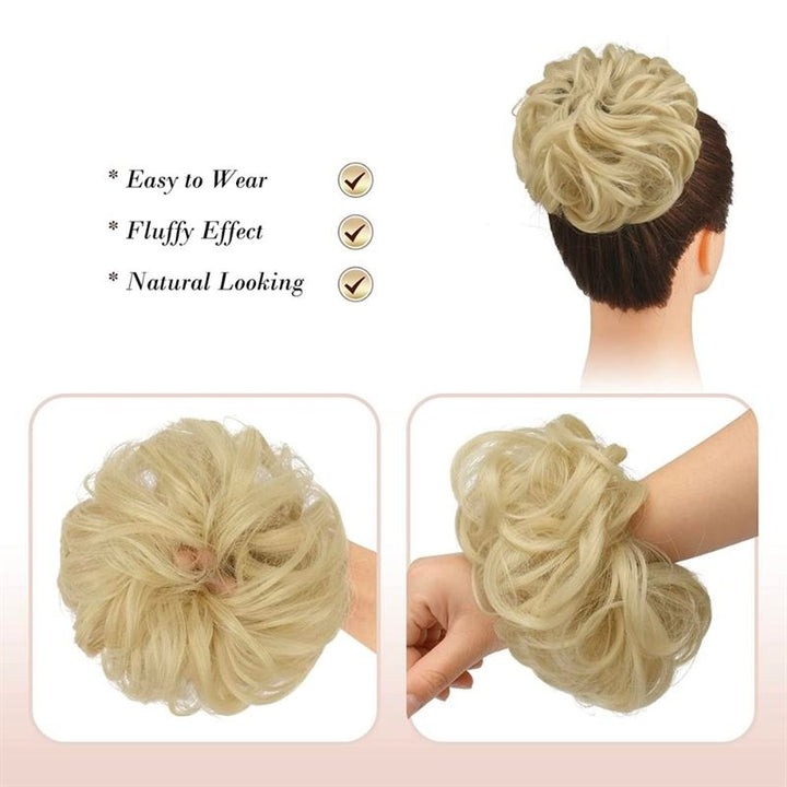 Messy Bun Hair elastic with curly artificial hair - 24T613 Light Bleach Blond - Hair Accessories | Fashiongirl