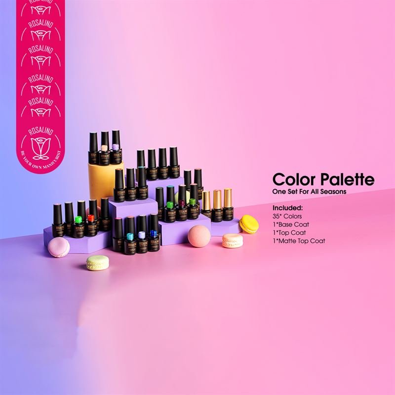 ROSALIND 38 - Piece Gel Nail Polish Set with 35 Colours + Base Coat & Top Coats (38 x 5 ml) - | Fashiongirl
