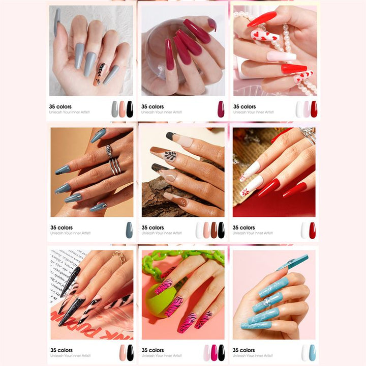 ROSALIND 38 - Piece Gel Nail Polish Set with 35 Colours + Base Coat & Top Coats (38 x 5 ml) - | Fashiongirl