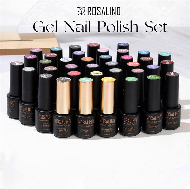 ROSALIND 38 - Piece Gel Nail Polish Set with 35 Colours + Base Coat & Top Coats (38 x 5 ml) - | Fashiongirl