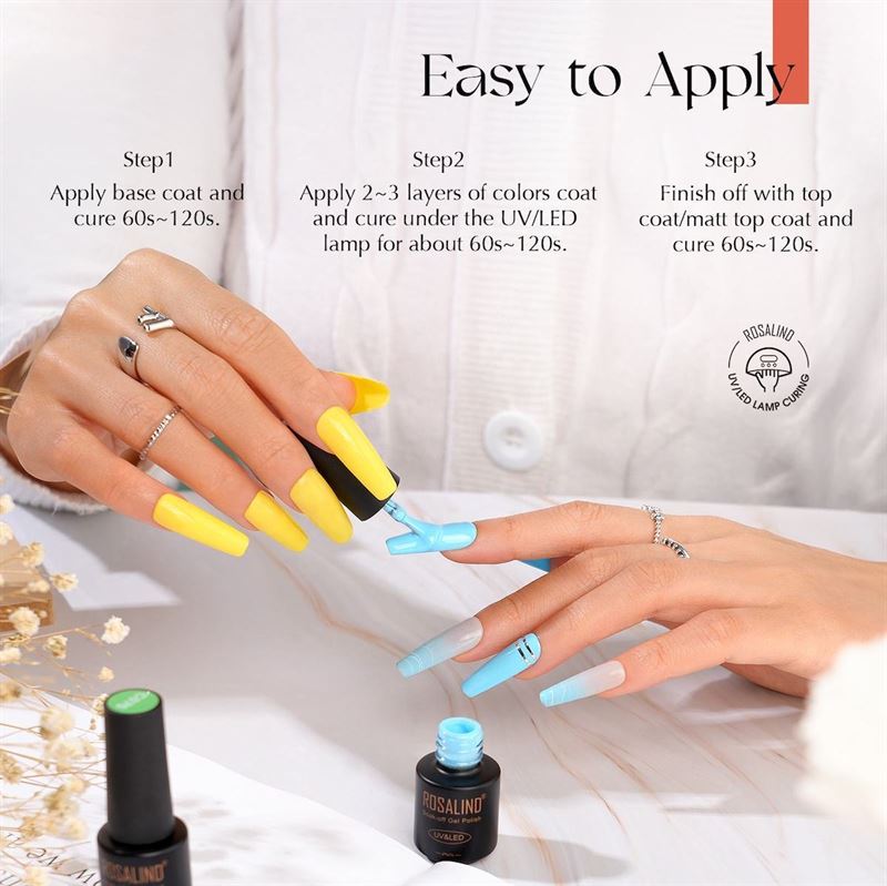 ROSALIND 38 - Piece Gel Nail Polish Set with 35 Colours + Base Coat & Top Coats (38 x 5 ml) - | Fashiongirl