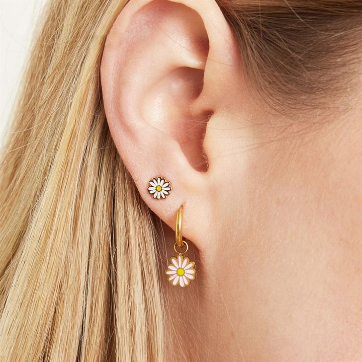 SOHO Daisy Hoop Earrings - Gold/Pink - | Fashiongirl