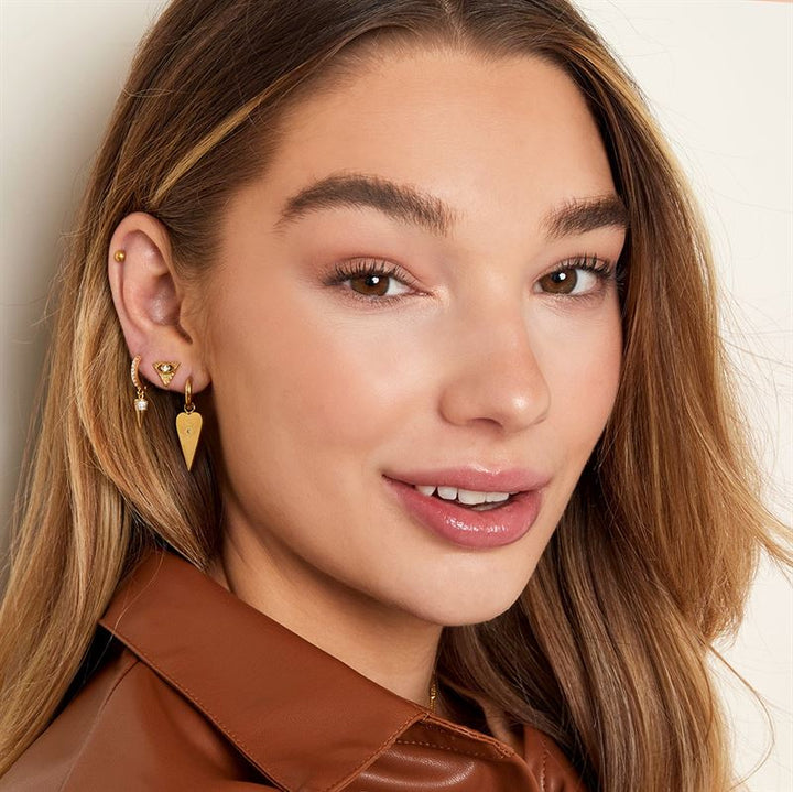 SOHO Hoop Earrings with all - seeing eye pendant - Gold - | Fashiongirl