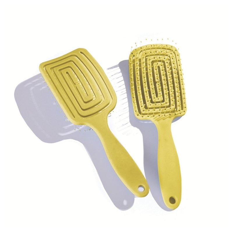 TBC Detangling Hair Brush - Wet & Dry Hollow Brush - Yellow - Hair Styling tool | Fashiongirl