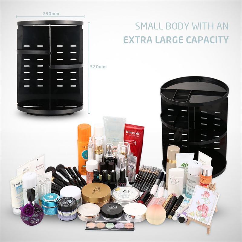 UNIQ 360º Rotating Cosmetic Organiser - Black - Organiser