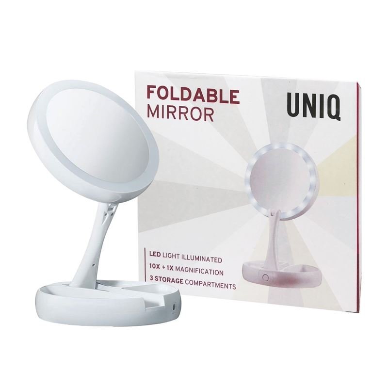 UNIQ Foldable Makeup mirror with LED light and 10x magnification (Foldable mirror) - | Fashiongirl