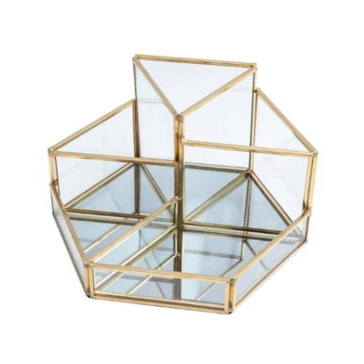 UNIQ Geometric Makeup Organiser - Gold - | Fashiongirl