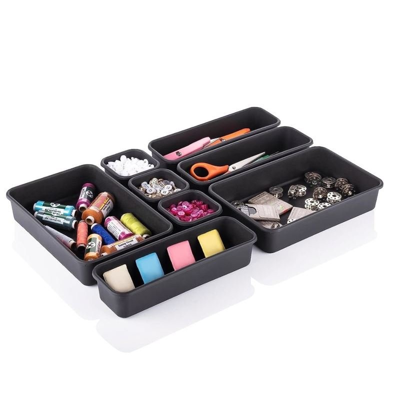 UNIQ Multi Drawer Organiser Set with 8 Boxes - Grey - | Fashiongirl