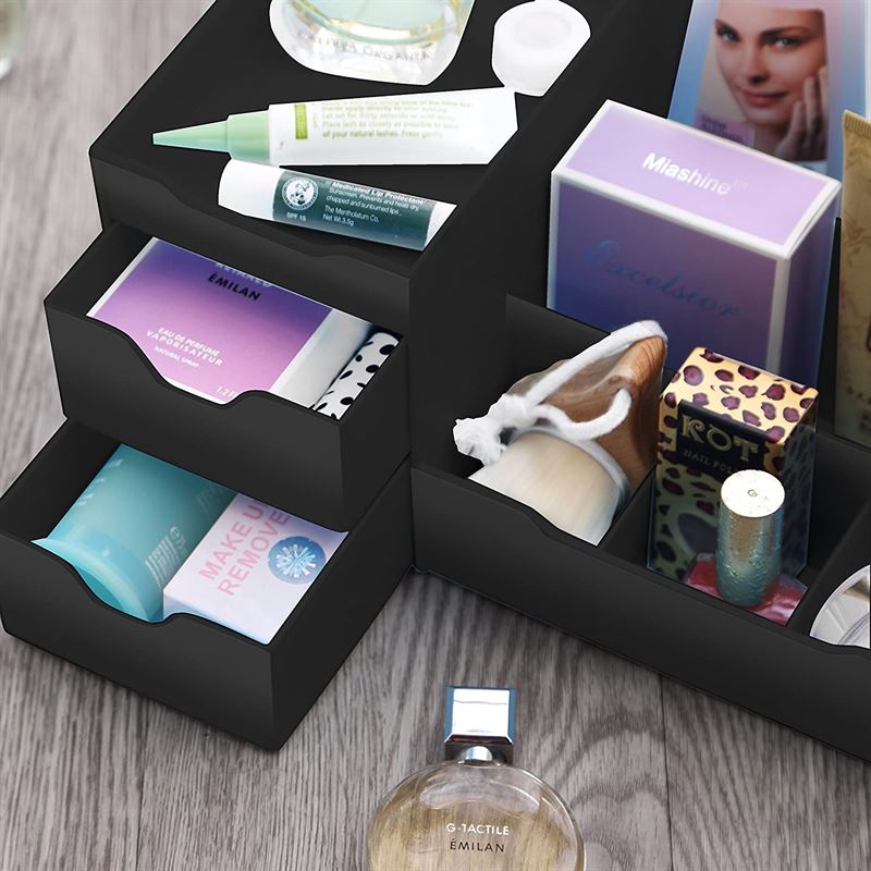 UNIQ Organiser for makeup & skincare products - 9 compartments - Black - Organiser