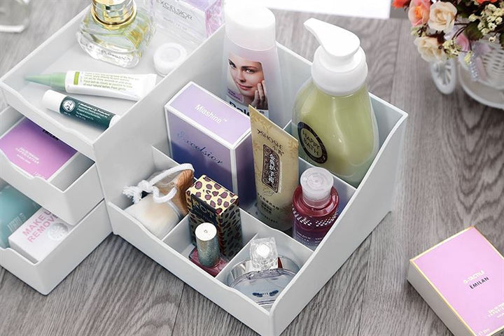 UNIQ Organiser for makeup & skincare products with 9 compartments - White - Organiser