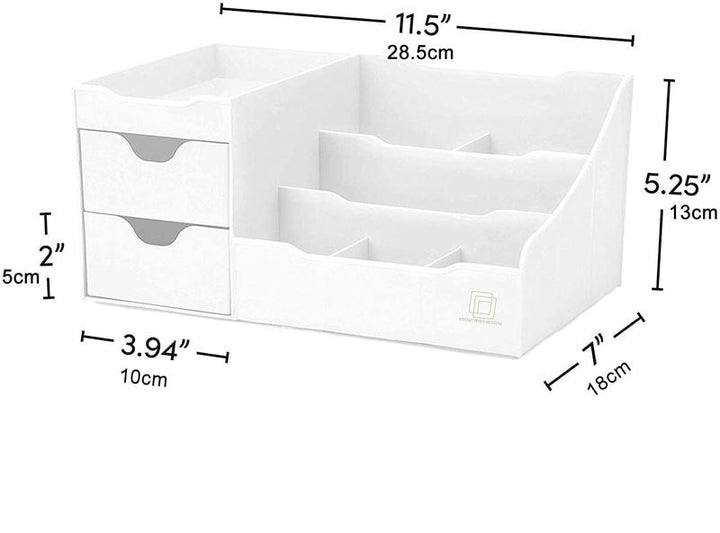 UNIQ Organiser for makeup & skincare products with 9 compartments - White - Organiser