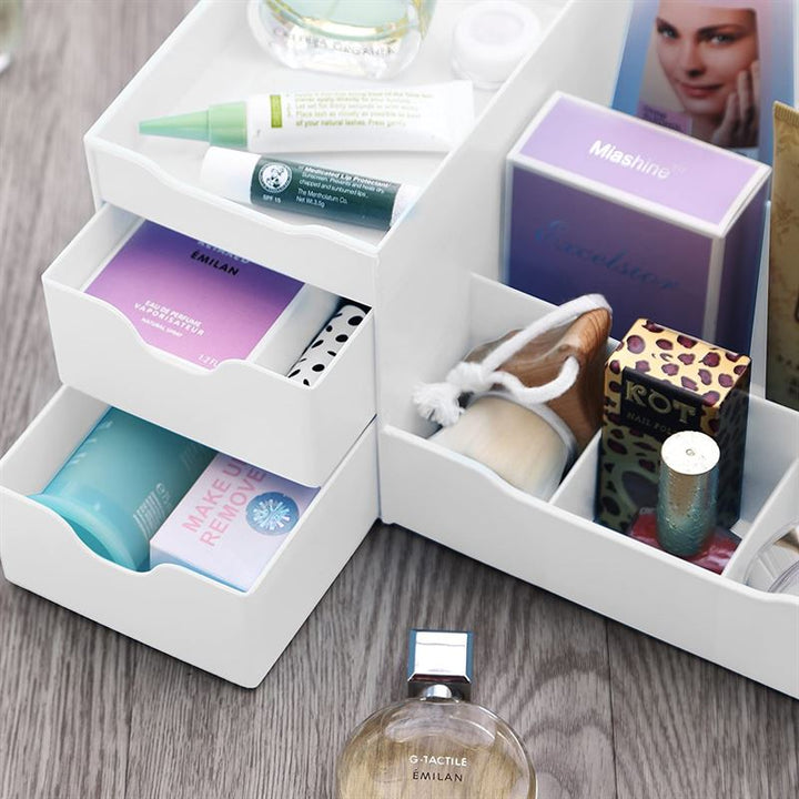 UNIQ Organiser for makeup & skincare products with 9 compartments - White - Organiser