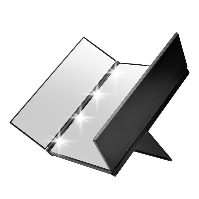 UNIQ Vanity Tri - fold Makeup Mirror with LED light, black - | Fashiongirl