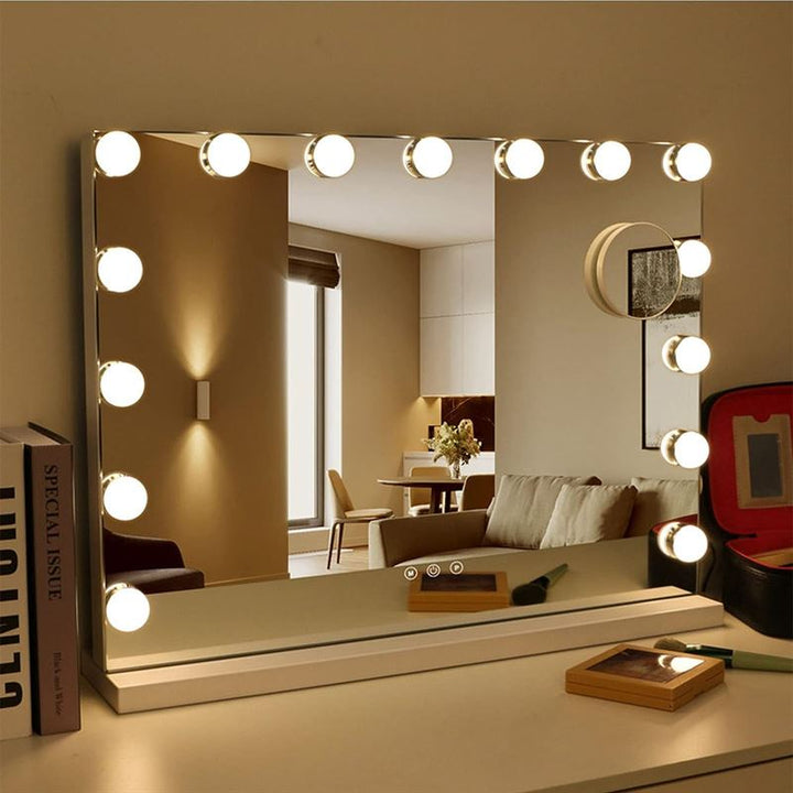 UNIQ XL Hollywood Vanity Mirror with 15 LED bulbs and touch function - White - Mirror