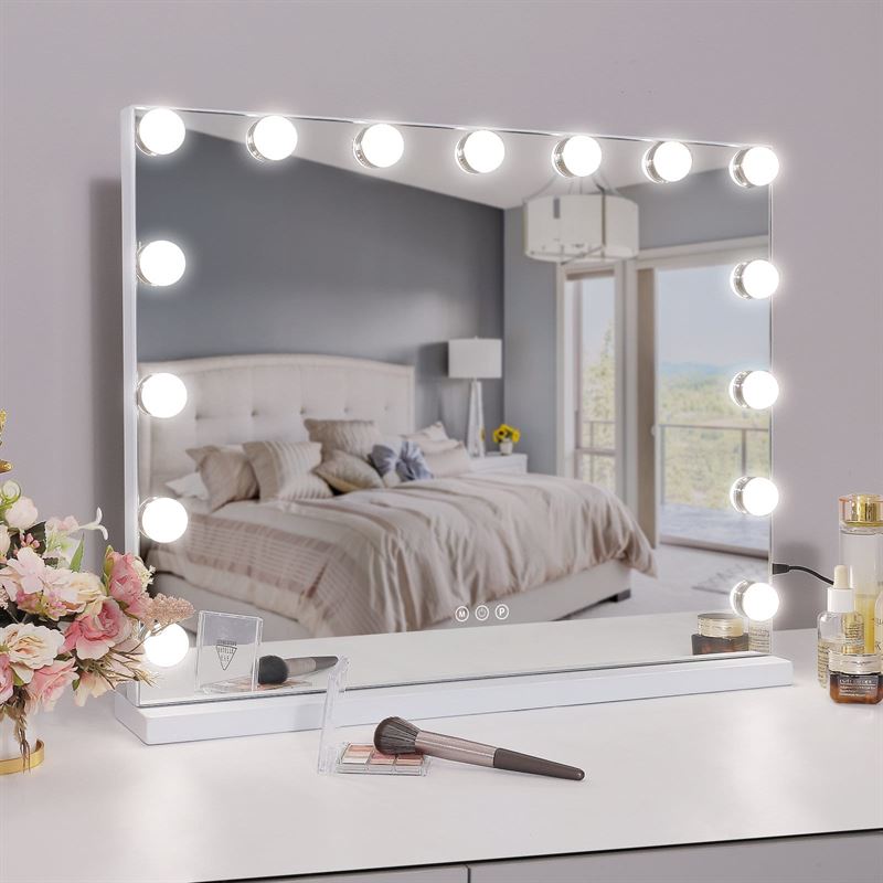 UNIQ XL Luxury Hollywood Vanity Mirror with 15 LED Lights and Touch Function – White - Mirror