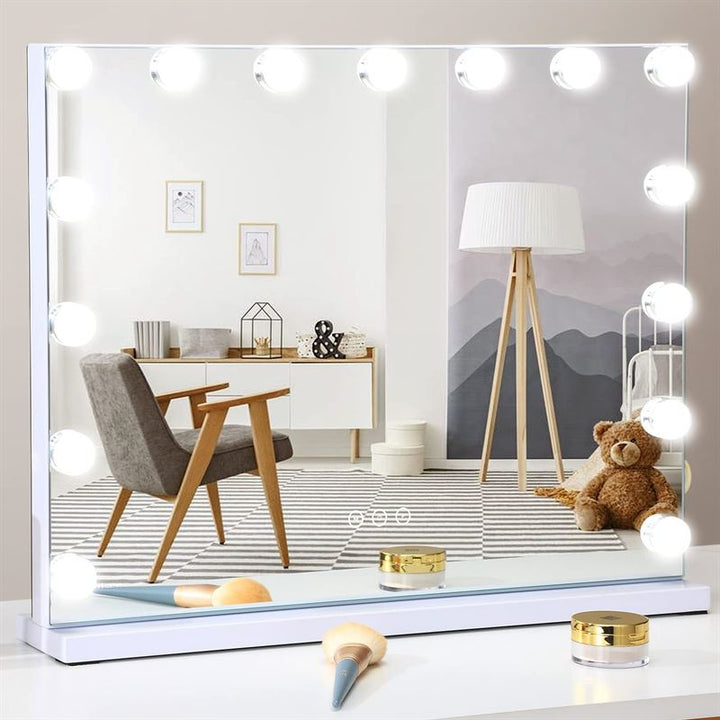 UNIQ XL Luxury Hollywood Vanity Mirror with 15 LED Lights and Touch Function – White - Mirror