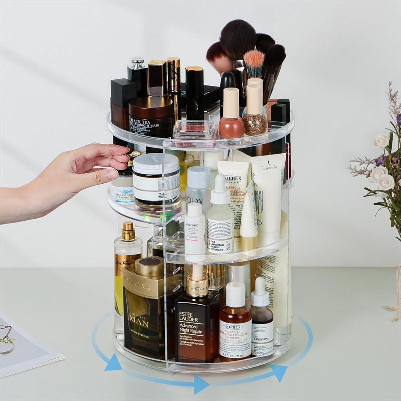 UNIQ 360º Rotating Cosmetic Organiser  - Clear / Transparent