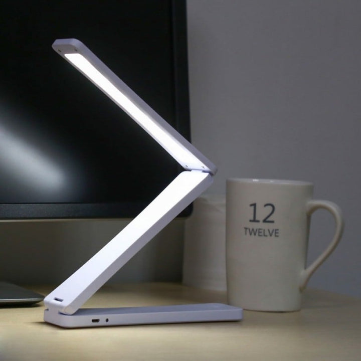 Battery powered LED lamp light - Foldable desk lamp - White - Fashiongirl