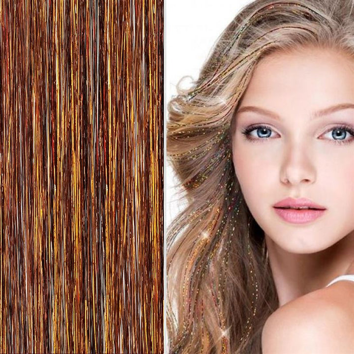 Bling glitter Extensions - 100 glitter hair strands 80 cm - coffee/mocha coloured - Fashiongirl