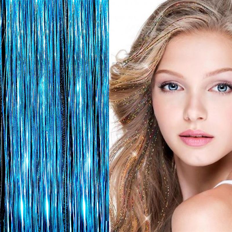 Bling Glitter Extensions 100 pcs glitter hair extensions 80 cm - turquoise - Fashiongirl