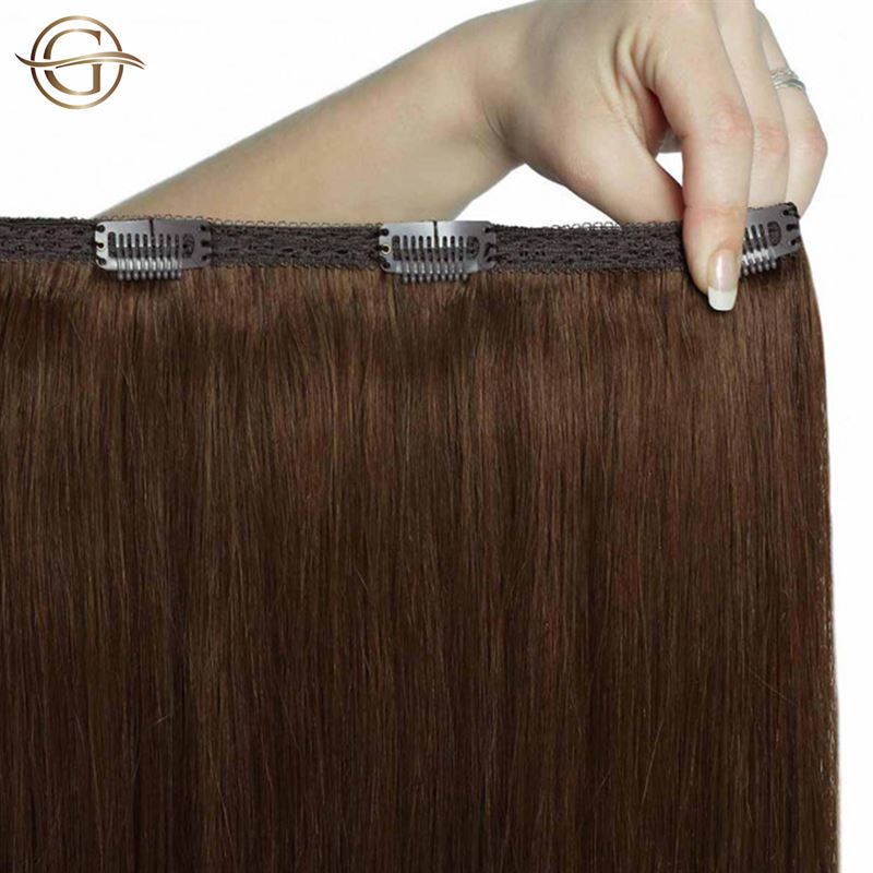 Clip on hair extensions #12 Light brown - 7 sets - 60 cm | Gold24 - Fashiongirl