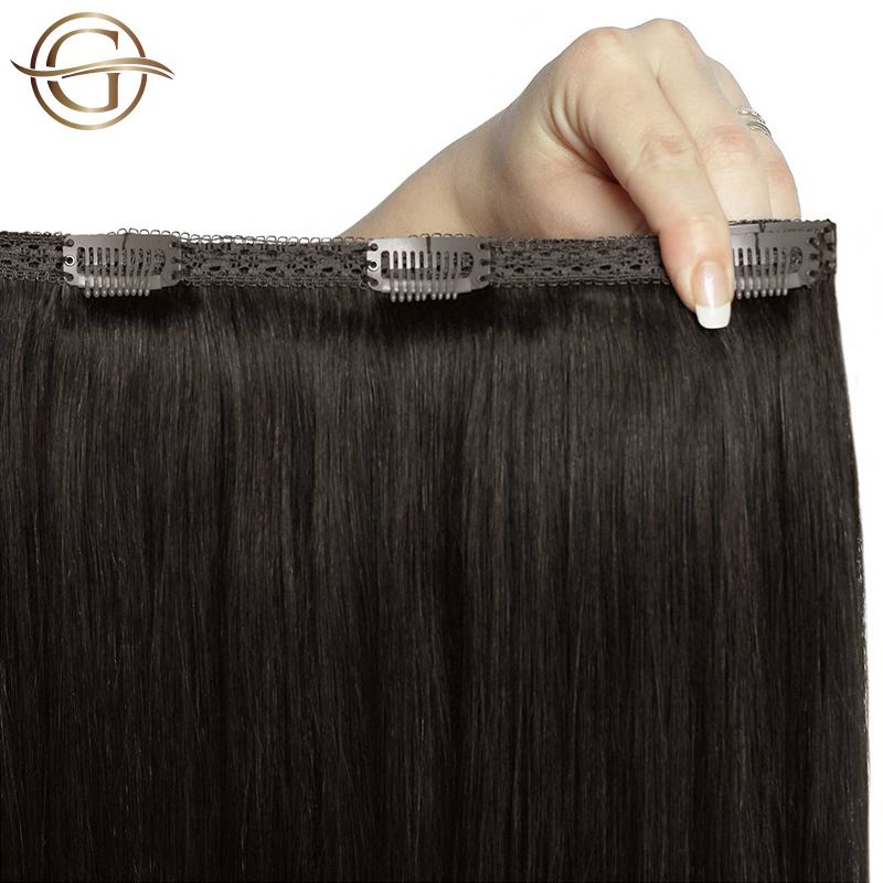 Clip on hair extensions #2 Dark brown - 7 sets - 50 cm | Gold24 - Fashiongirl