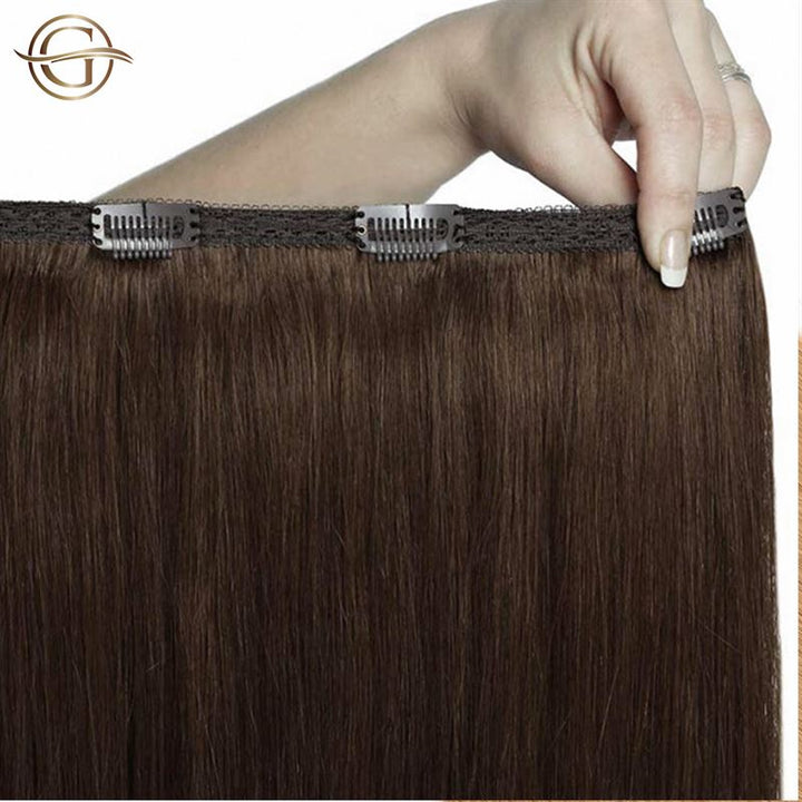 Clip on hair extensions #33B Dark Reddish Brown - 7 sets - 60 cm | Gold24 - Fashiongirl