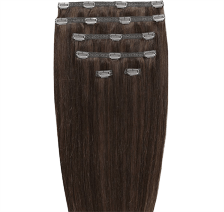 Clip on hair extensions #4 Brown - 7 sets - 60 cm | Gold24 - Fashiongirl