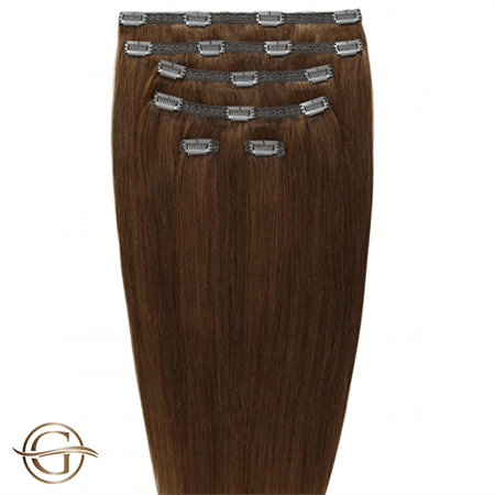 Clip on hair extensions #6 Light brown - 7 sets - 50 cm | Gold24 - Fashiongirl