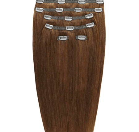 Clip on hair extensions #6 Light brown - 7 sets - 50 cm | Gold24 - Fashiongirl