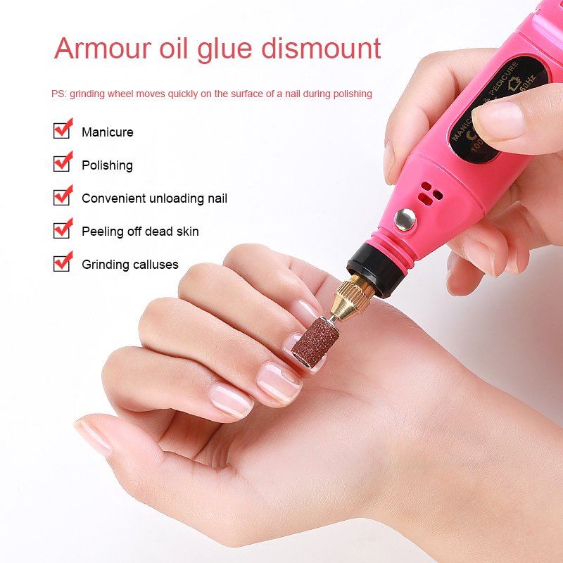 Electric Nail File 6 - in - 1 Manicure Set - Pink - Fashiongirl