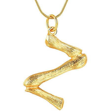 Gold Bamboo Alphabet / Letter Necklace - Z - Fashiongirl