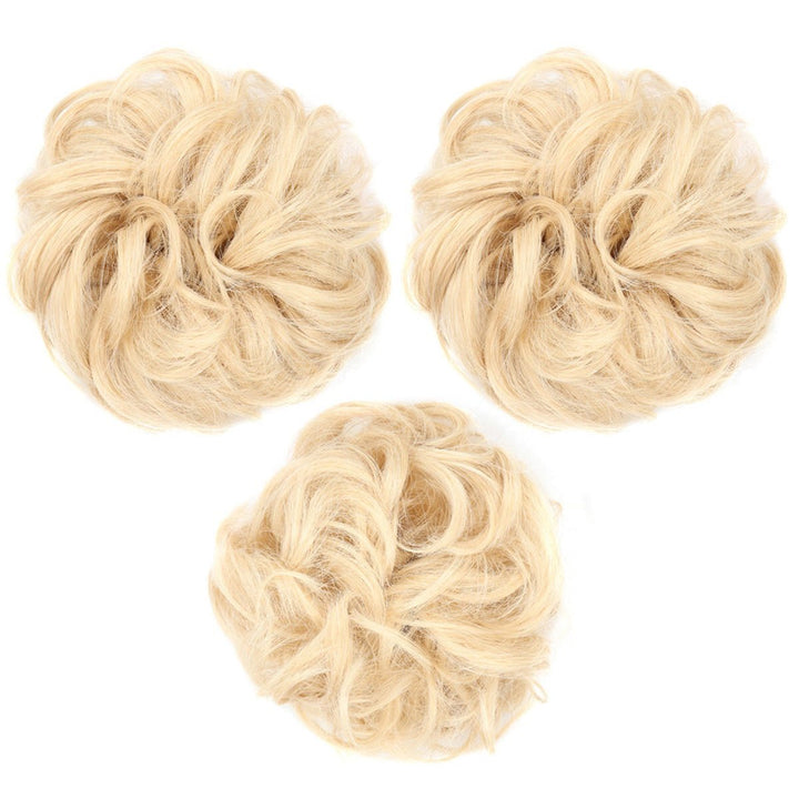 Messy Bun Hair elastic with curly artificial hair - 18T613 Light Blond - Fashiongirl