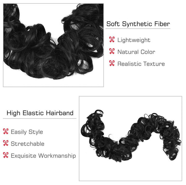 Messy Curly Hair for bun #1B - Jet Black - Fashiongirl