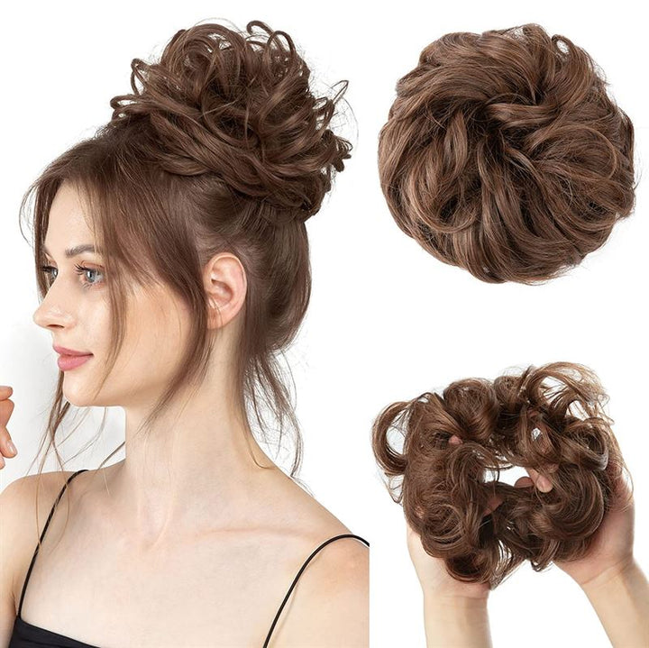 Messy Curly Hair for bun #4/30 - Light Brown - Fashiongirl