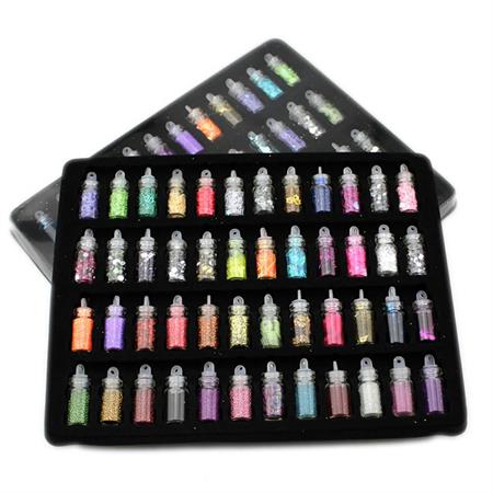 Nail Decoration / Nail Decoration Kit for manicure with pearls, sequins, glitter &amp; diamonds - 48 bottles - Fashiongirl