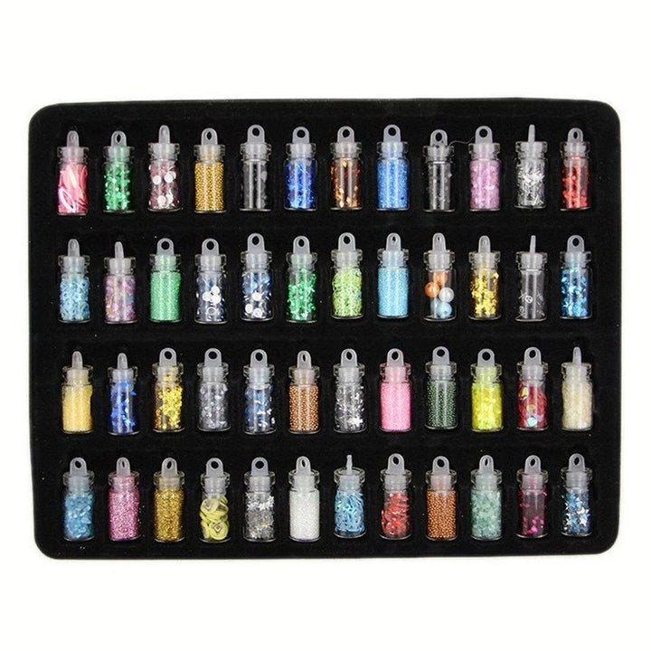 Nail Decoration / Nail Decoration Kit for manicure with pearls, sequins, glitter &amp; diamonds - 48 bottles - Fashiongirl