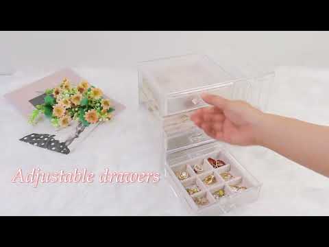 UNIQ Acrylic Jewellery Organiser with 4 drawers & 2 earring holders - SF 1142