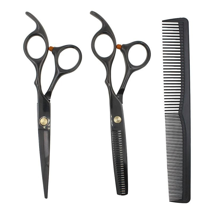 Pro Hairdressing scissors set with comb, black - Fashiongirl