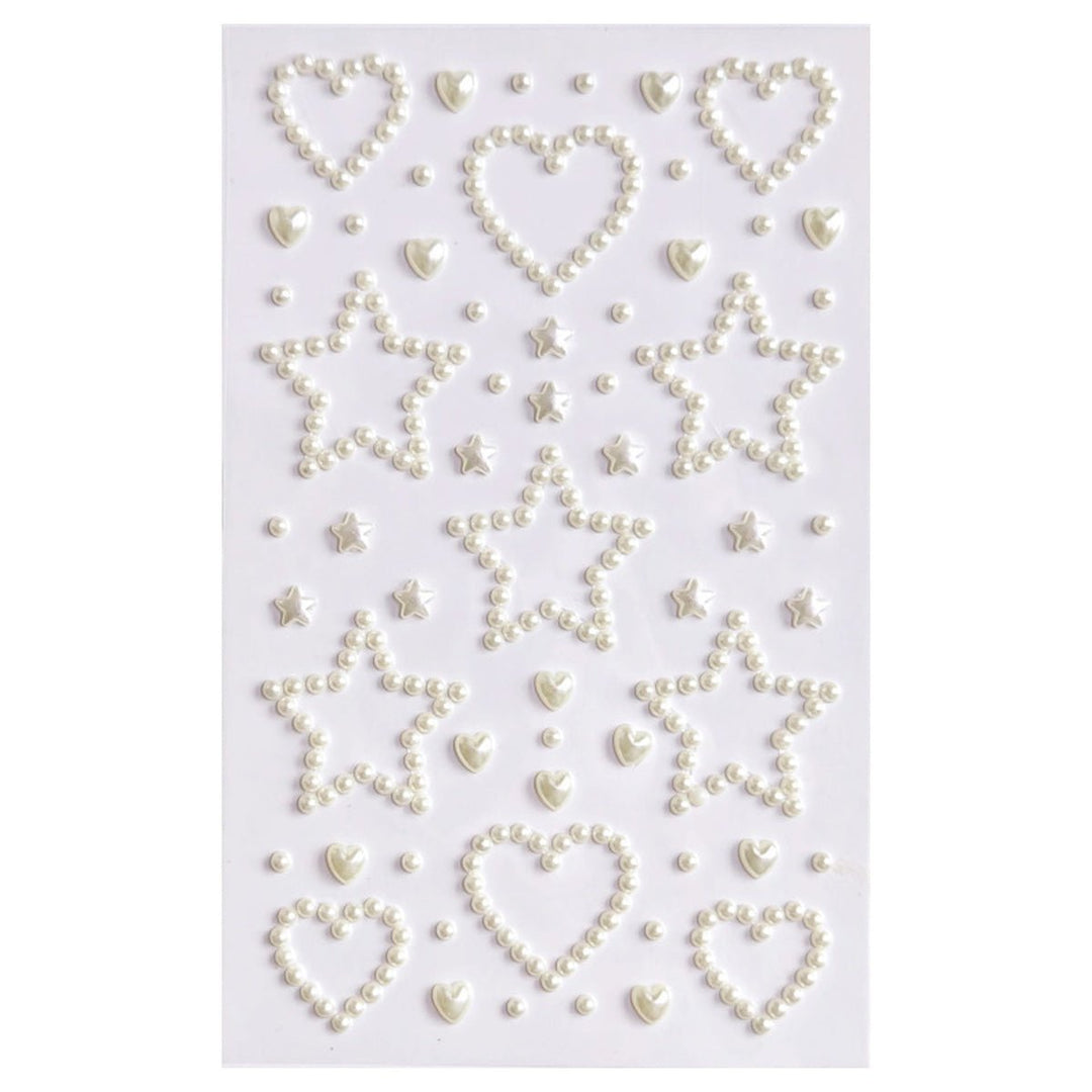 SOHO Hearts &amp; Stars Adhesive Face Beads for face, makeup, nails, body, crafts - White - Fashiongirl