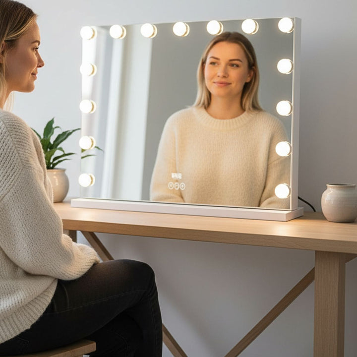 UNIQ XL Hollywood Vanity Mirror with 15 LED bulbs and touch function - White - Mirror