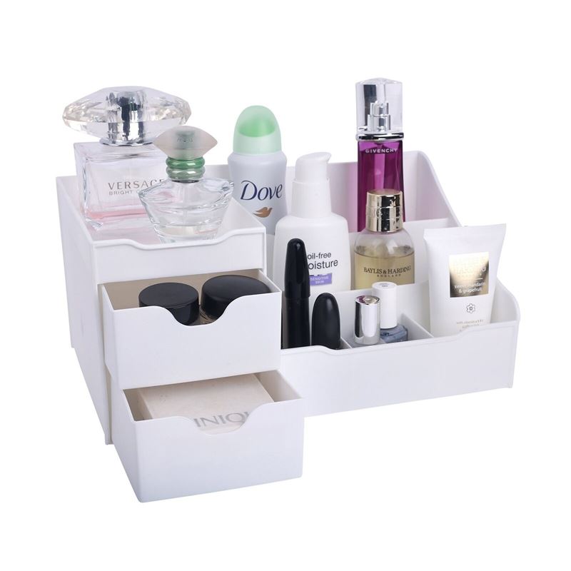 UNIQ Cosmetic Organizer for skincare & makeup - 9 Compartments - White