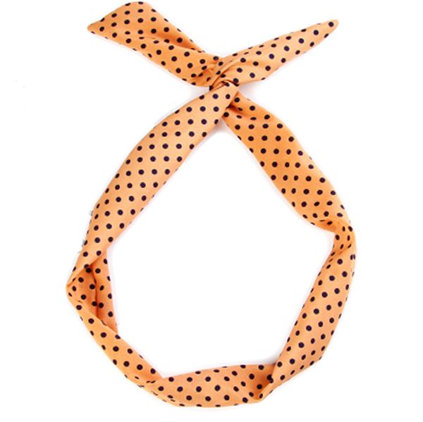 Flexi Headband with Wire - Peach with Black Polka Dots