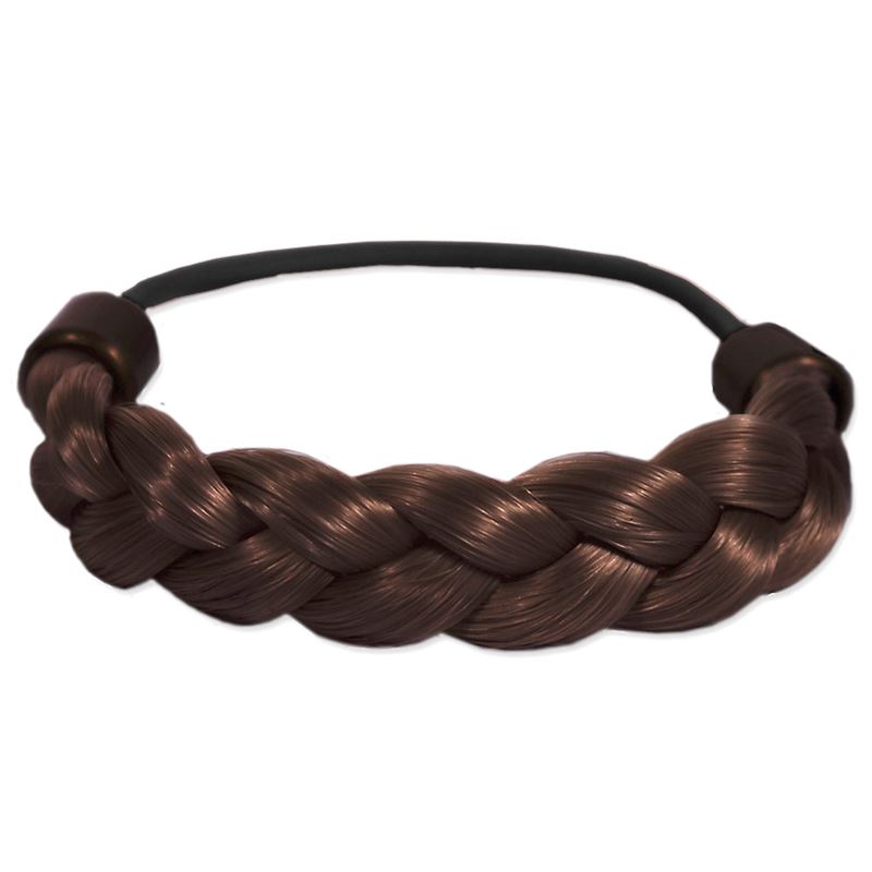 Hair elastic with braided synthetic hair - brown