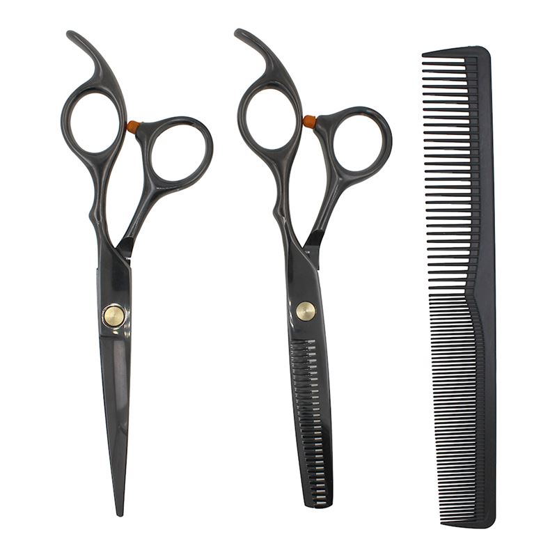 Pro Hairdressing Scissors Set with Comb, Black