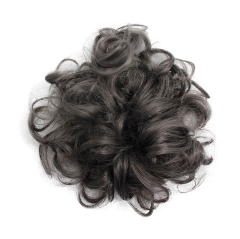 Messy Bun Hair Elastic with curly artificial hair - Dark Gray