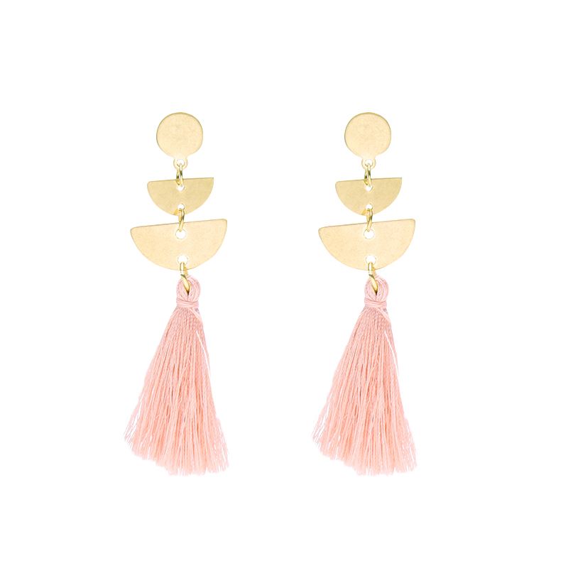 SOHO Tassel Earrings with Tassels - Gold/Pink