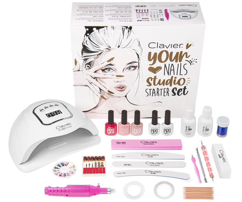 CLAVIER | Nail Starter Kit | Premium Gel Nail Kit with 48W Nail Dryer, Colors, and Accessories - Your Nails Studio Premium Starter Kit Set