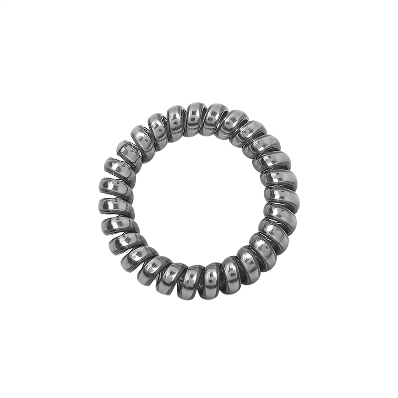SOHO Metallic Spiral Hair Ties 3 pcs. - Metal Gray